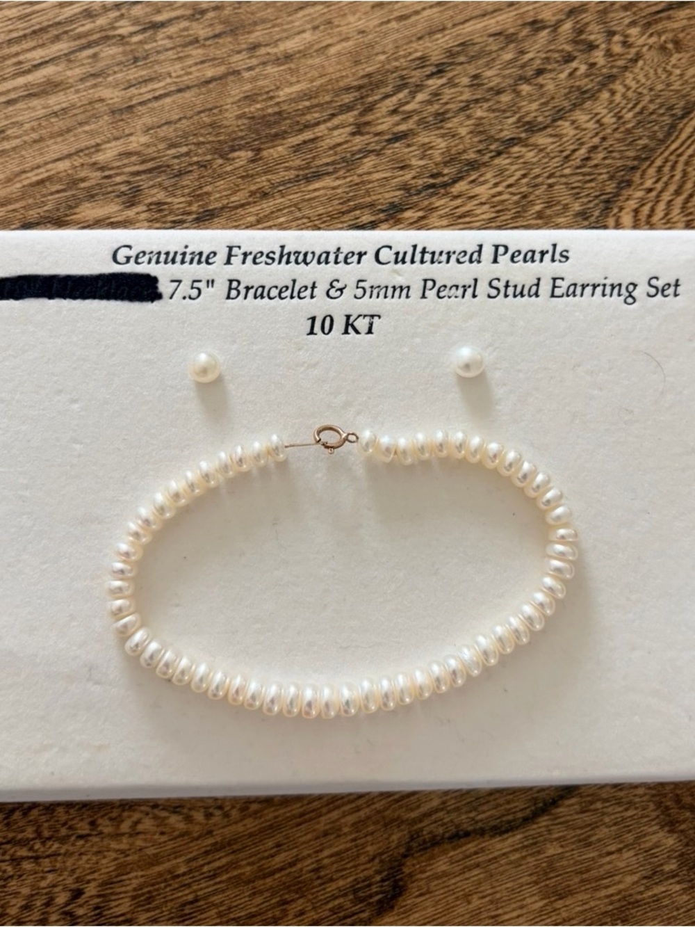 Genuine Freshwater Cultured Pearl Set - 7.5" Bracelet (10K Gold Clasp) & Earring